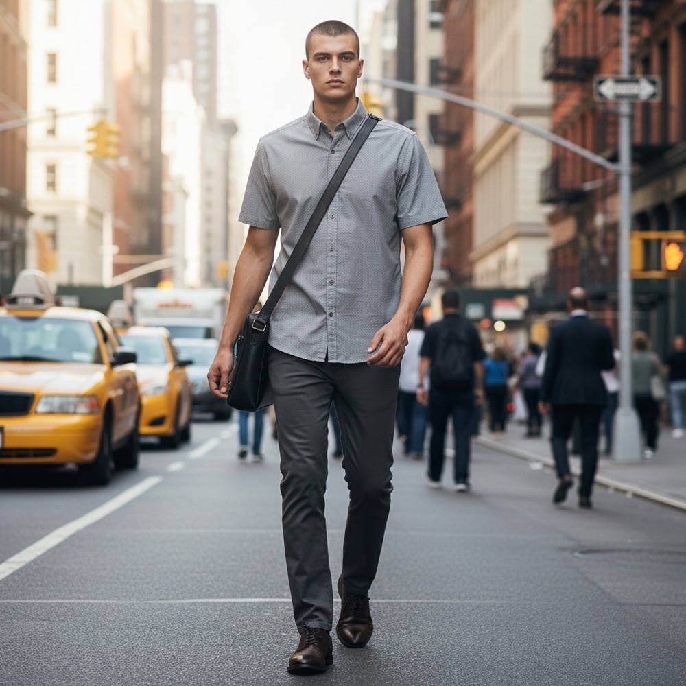 Theory Zack PS S Prentice Mens Grey Dot Short Sleeve Button Down‎ Shirt Large
